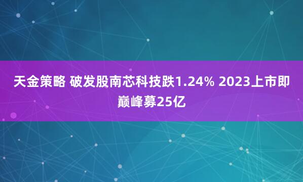 天金策略 破发股南芯科技跌1.24% 2023上市即巅峰募25亿